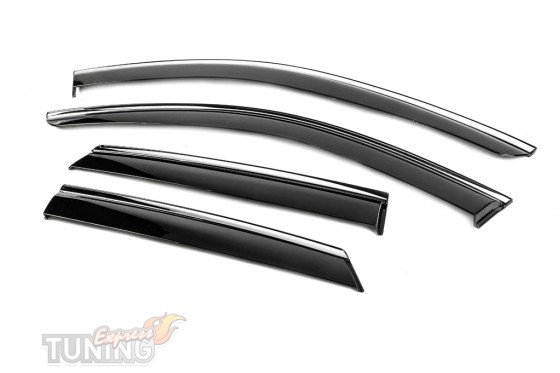 Боковые ветровики окон Mercedes ML W164 2005-2011 с хромом