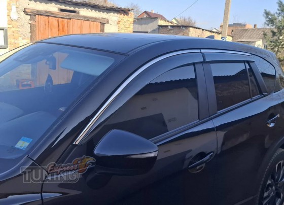 Ветровики на окна Mazda CX-5 KE с хром полосой 2012-2016