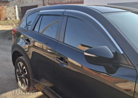 Ветровики для Mazda CX-5 KE 1 поколения с хром молдингами