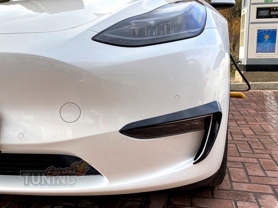 Накладки на передний бампер Tesla Model Y вокруг противотуманных