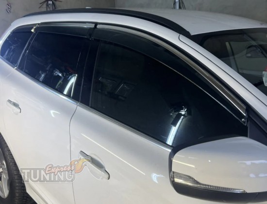 Ветровики на окна Volvo XC60 1 с хром полосой