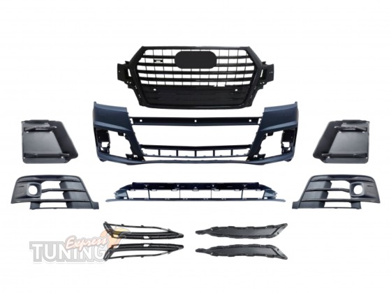 Передний бампер Audi Q7 4M S-Line черный 2014-2019 фото