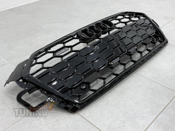Решетка радиатора Audi A5 2 B9 2020-2025 черная S-Line с лого qu