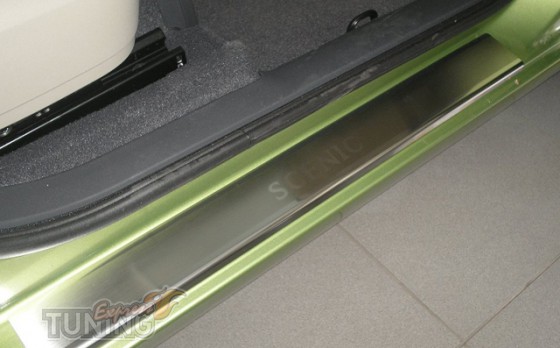 Накладки на пороги Рено Сценик 2 (защитные накладки Renault Scen