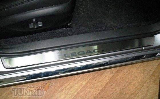 Накладки на пороги Субару Легаси 4 (защитная накладки Subaru Leg
