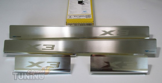 заказать Накладки на пороги БМВ Х3 1 E83 (защитные пороги BMW X3