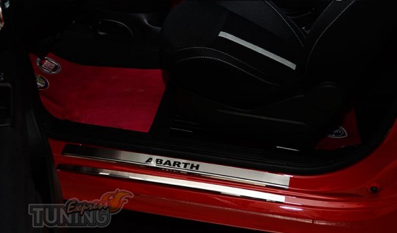 Накладки на пороги Фиат Абарт 500 (защитные накладки Fiat Abarth