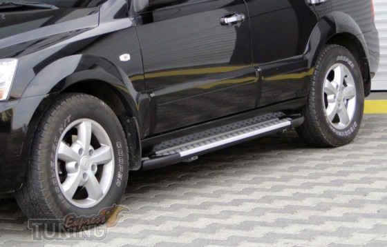 Пороги Kia Sorento 1 стиль Almond серые