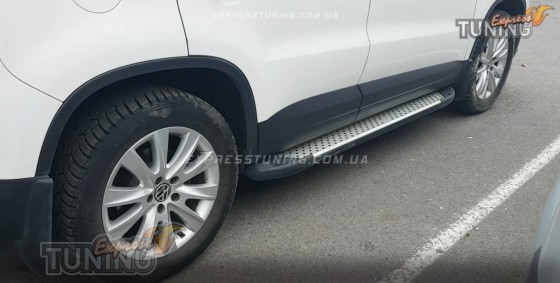 подножки Volkswagen Tiguan стиль Almond серые)