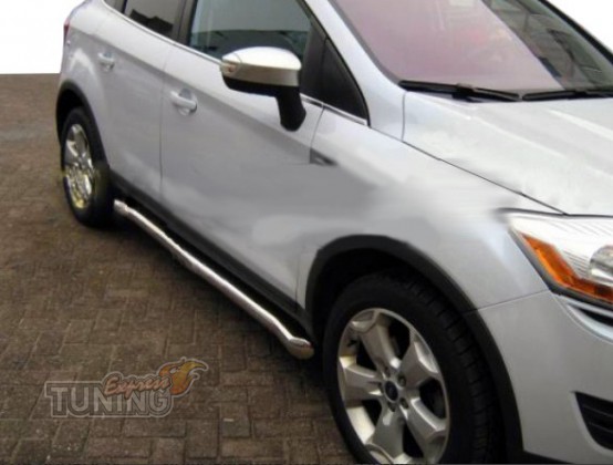 Пороги трубами с изгибом Ford Kuga 1 нержавейка