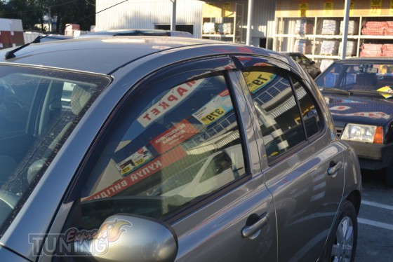 Ветровики Ниссан Микра К12 (дефлекторы окон Nissan Micra K12)