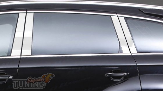 Хромированные накладки на дверные стойки Ауди Q7 4L (Хром молдин