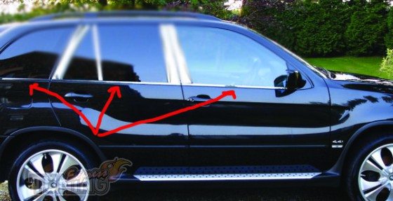 Хромированные молдинги стекол Bmw X5 E70 2006-2012 (хром окантов