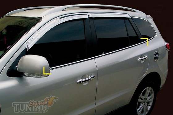 Хромированные молдинги стекол Hyundai Santa Fe 2 (хром окантовка