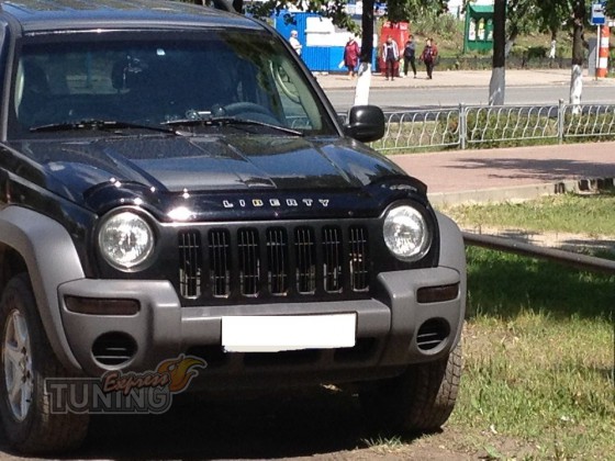 Дефлектор капота Джип Либерти 1 (мухобойка на капот Jeep Liberty